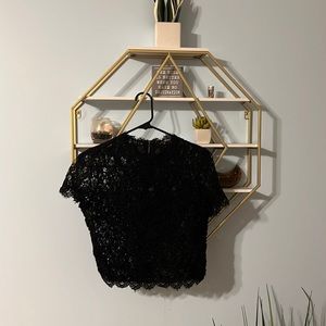 Black Lace Cropped Blouse